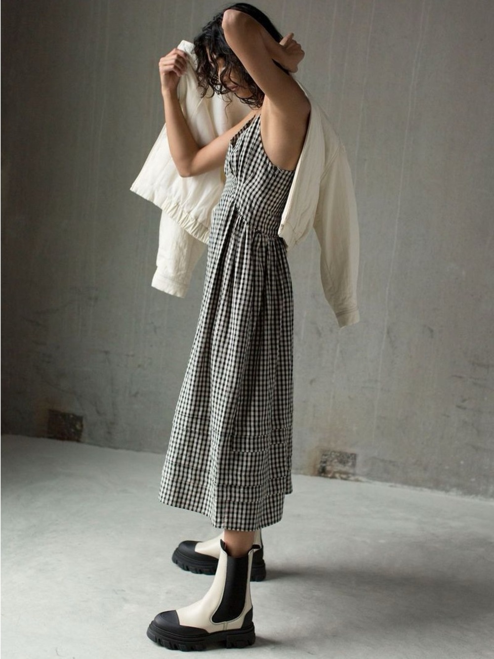 Caron Callahan Gail Dress in Black Gingham